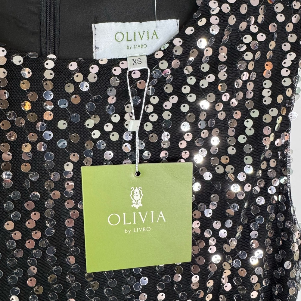 NWT Olivia by Livro Sequin Waller Midi Sheath Dress Black Size XS - Picture 8 of 13